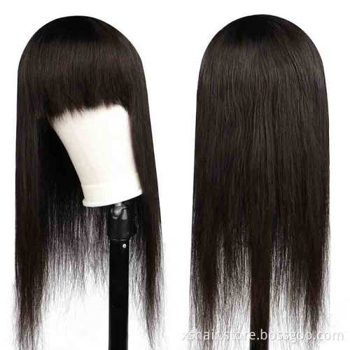 Ombre Color Full Machine Made Wig With Bang 100% Human Hair Bob Wigs Lace Front for Black Women